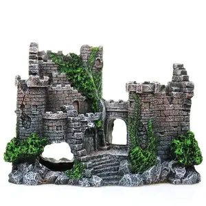 Aquarium Decoration Fish Tank Landscaping Ornament, Fish Hideout Resin Craft, Building Castle Small Castle Pyramid, Aquascaping Decor