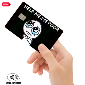 Help Me Im Poor Holographic Debit Credit Card Decal Adhesive Stickers Waterproof Premium Quality Custom Orders Available Easy Application Durable Material Funny Meme Gift