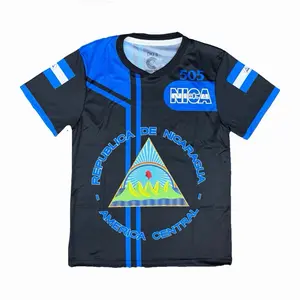 Black / Blue Nicaragua Soccer Jersey with Team Emblem & ES Logo for Sports Enthusiasts Royal Blue Fan Wear