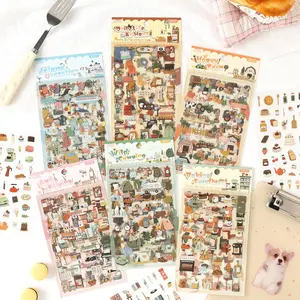 6 Bags Pet Material Sticker Pack, 6 Styles X 4 Sheets Per Bag, Life Theme Decorative Materials, Diary Sticker, Hand Account Stationery Bottle Decals