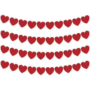 Valentines Day Decorations - Valentines Banner - Valentines Decor Red Heart Garland 40 Pack Valentines Day Backdrop Galentines Day Decorations Party Favors for Door Wall Classroom School Home