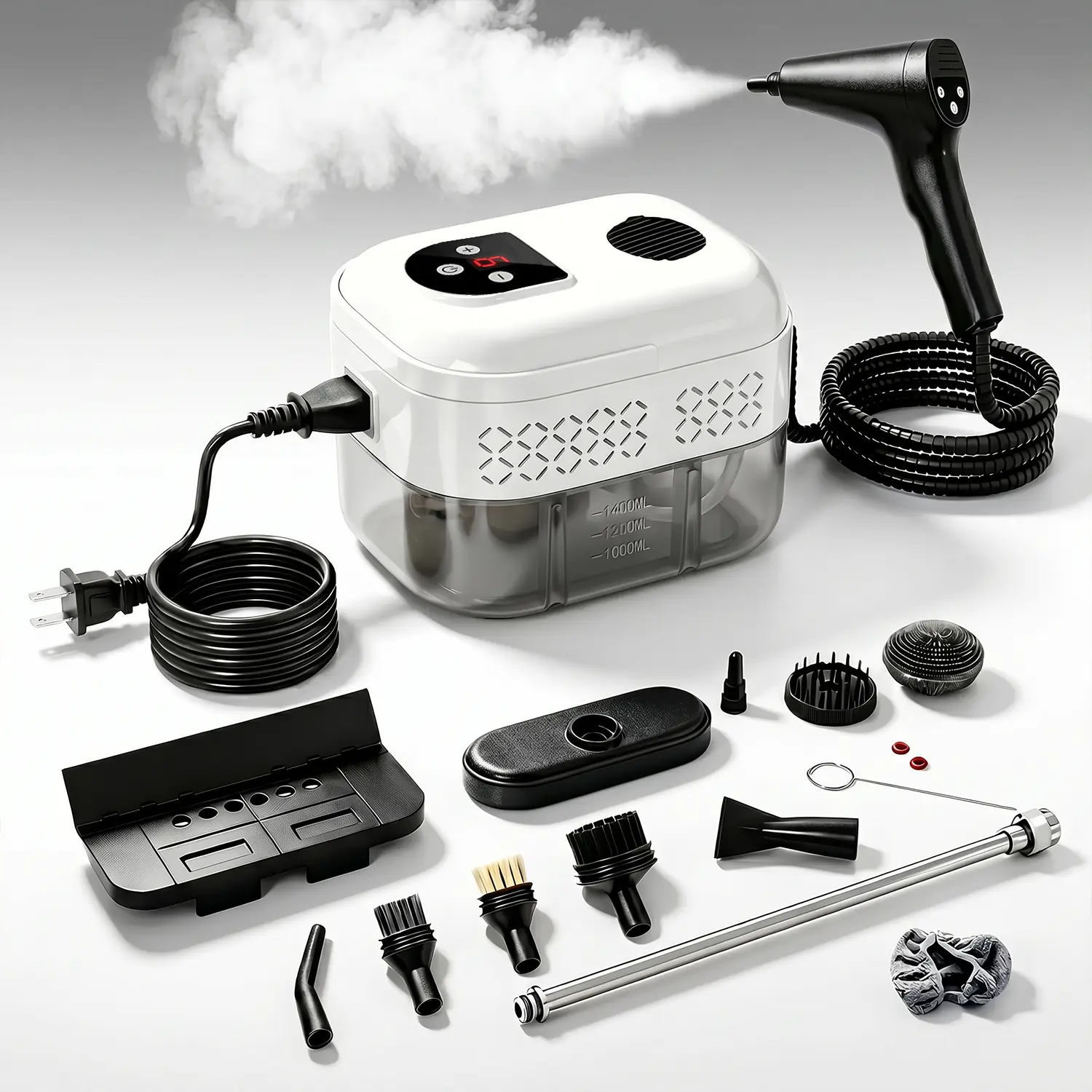 Handheld electric steam cleaner, suitable for cleaning tile grout, grease, ovens and sofas, multi-functional steam cleaner with extension rod. Corded Cleaning Tool with 13Accessories