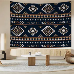 Bohemian-Style Geometric Tapestry, Featuring Ethnic Geometric Prints, Can Be Used As A Headboard Backdrop, Living Room Wall Hanging, or Dormitory Wall Covering, Effortlessly Enhancing the Exotic Retro Style Of the Entire Room.