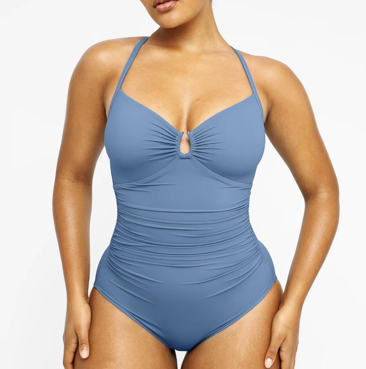 Women's Smart Sculpt Shaping Swimsuit U-Ring Cut Out Slimming Swimwear One Piece Tummy Tucking Bathing Suit