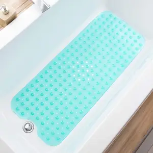 Bath Mat, Non-slip Bath Mat with Drain Holes & Suction Cups, Soft PVC Bathroom Floor Mat, Machine Washable Shower Mat, Bathroom Accessory, Bathroom Shower Equipment