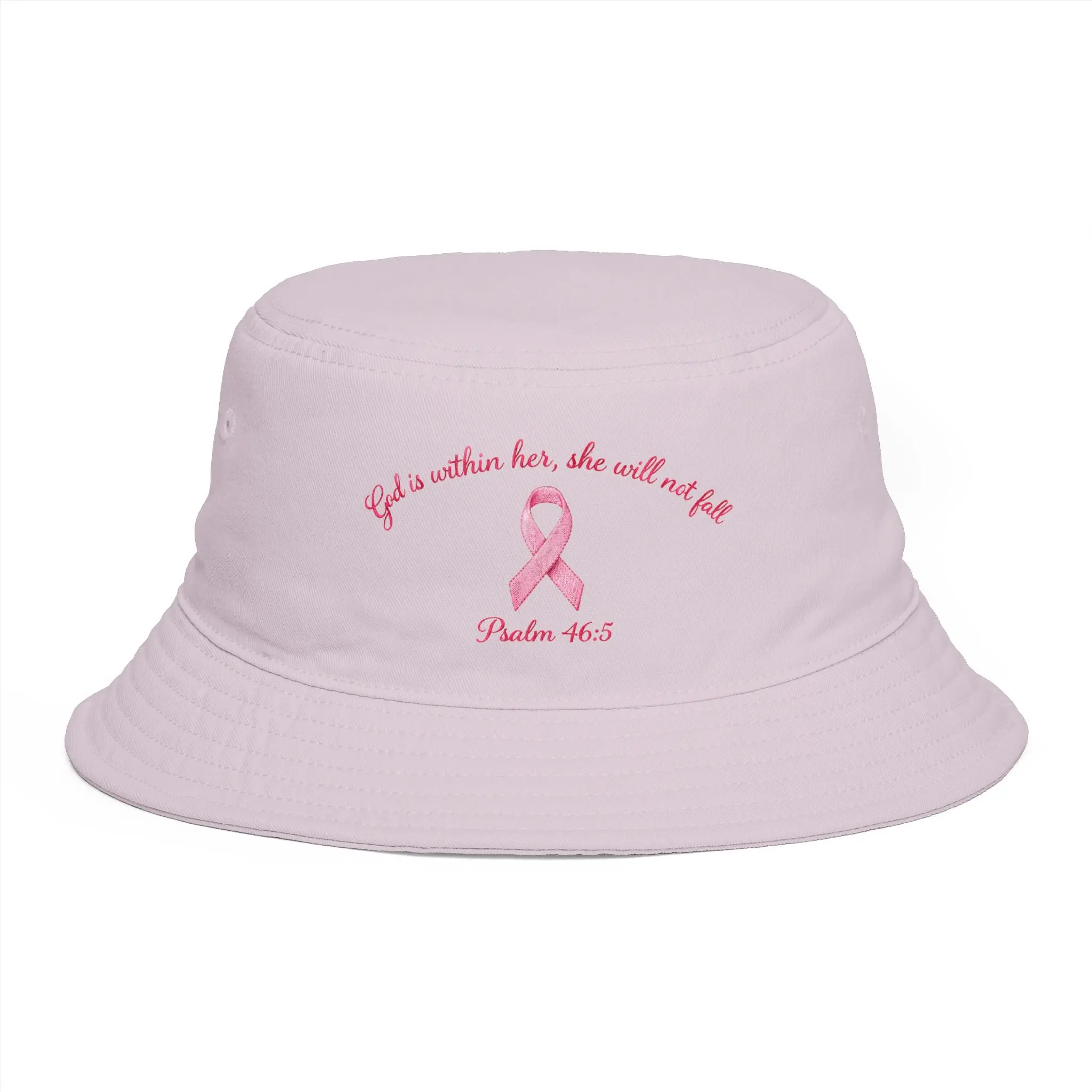 Bucket Hat — Psalm 46:5 Faith Ribbon Bucket Hat (God Is Within Her)
