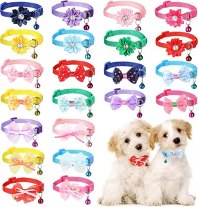 22Pcs Small Dog Bow Ties for Medium Small Dogs Classy Bowknots Party Wedding Pet Grooming Accessories(flower collar is about 8.7 - 14.2 inch) - Home Improvement.