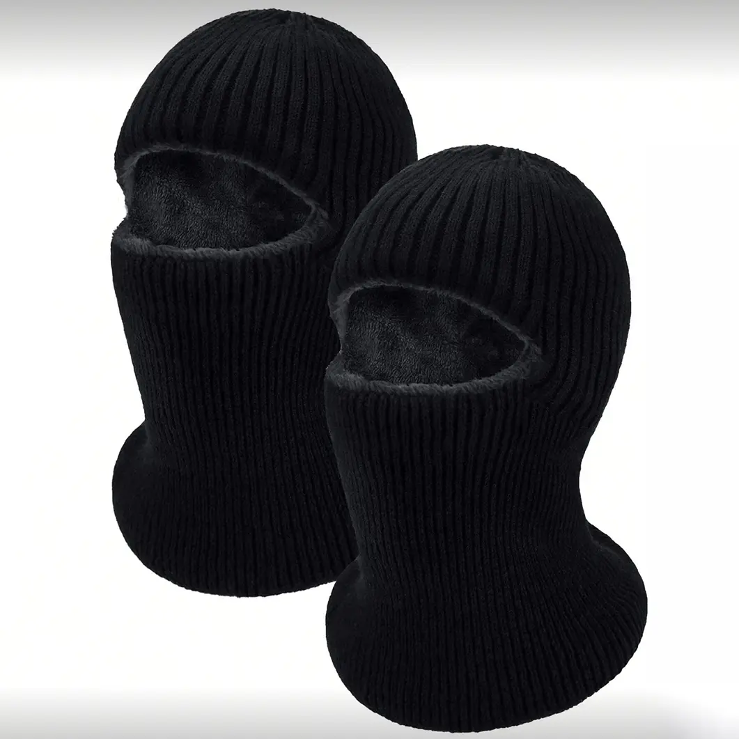 Unisex Warm Ski Face Mask Winter Knitted Balaclava Hat Full Face Neck Protection Windproof Face Cover Soft Faux Wool Material Outdoor Sports Cold Weather Activities