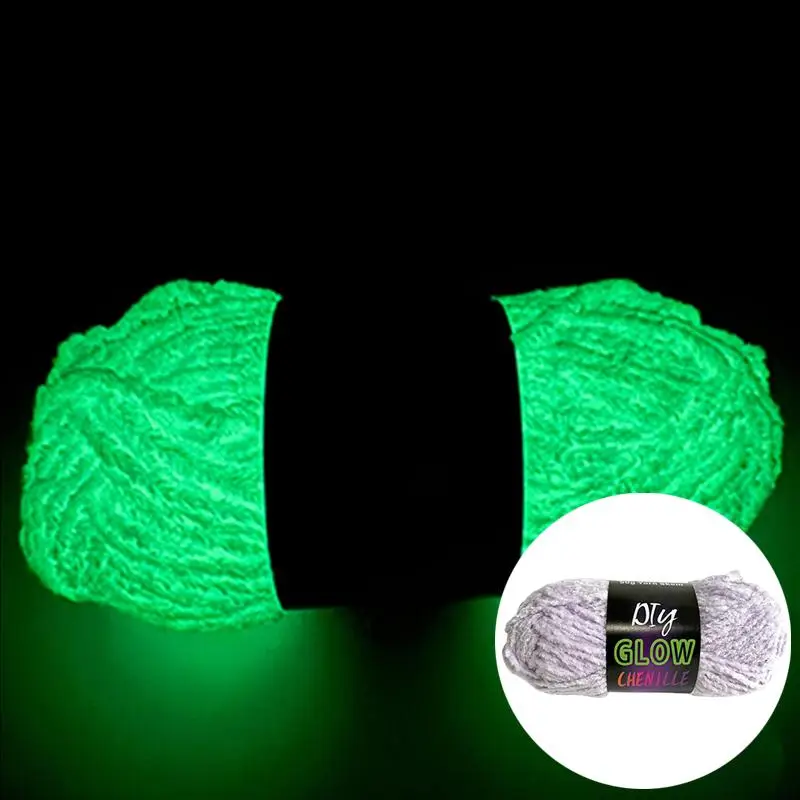Luminous Polyester Yarn, 1 Count Glowing in the Dark Yarn for DIY, Hand-Knitted Line Yarn for Crochet, Glowing Yarn After Absorbing Sunshine, Sewing,
