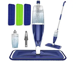 Wet Dry Hardwood Floor Mops with 3 Washable Reusable Pads for Swiffer Powermop - Flat Mop with Sprayer for Tile Wood Laminate Vinyl Marble