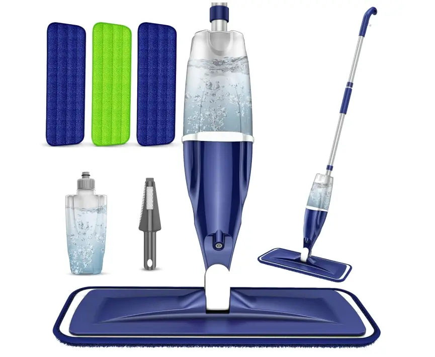 Wet Dry Hardwood Floor Mops with 3 Washable Reusable Pads for Swiffer Powermop - Flat Mop with Sprayer for Tile Wood Laminate Vinyl Marble