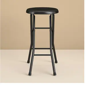 Folding Metal Stool, Black