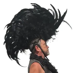Puck's Feather Mohawk Headpiece - In the mail in 2-3 days - Raven edition - Dance-Ready with Unique Chin Strap- Eye-Catching Statement Accessory - Personally Tested by Puck