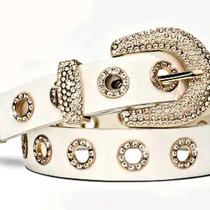 WHITE RHINESTONE BELT S/M