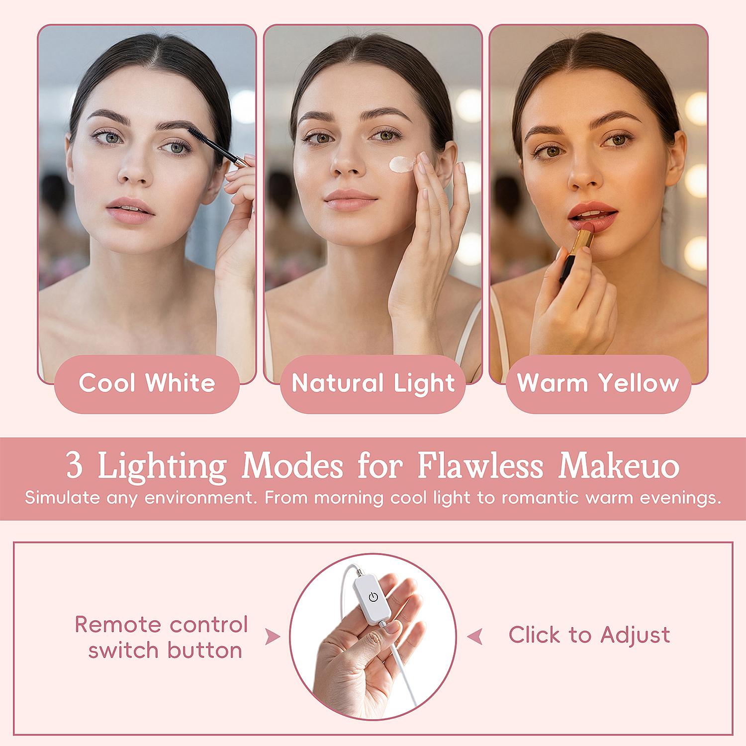 FURMAX Makeup Vanity Set with Lighted Mirror, Makeup Vanity with 2 Drawers, Vanity Desk with Chair for Bedroom & Dressing Room