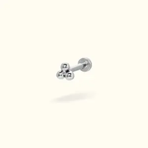 Titanium Tri-Ball Flat back Earring
