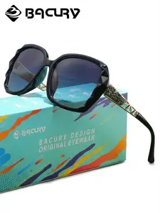 BACURY Beach Party Style Polarizing Film Men'S Sunglasses Classic Square Frame Is Very Suitable For Cycling, Uv Protection, Driving, Fishing, Reducing Glare