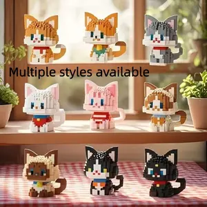 500+pcs Pet Cat Building Blocks Kit, Cute Cartoon Animal Models, Fashion Assembly Toy, Creative Gift for Adults, Home and Office Decor, Multiple Styles Available