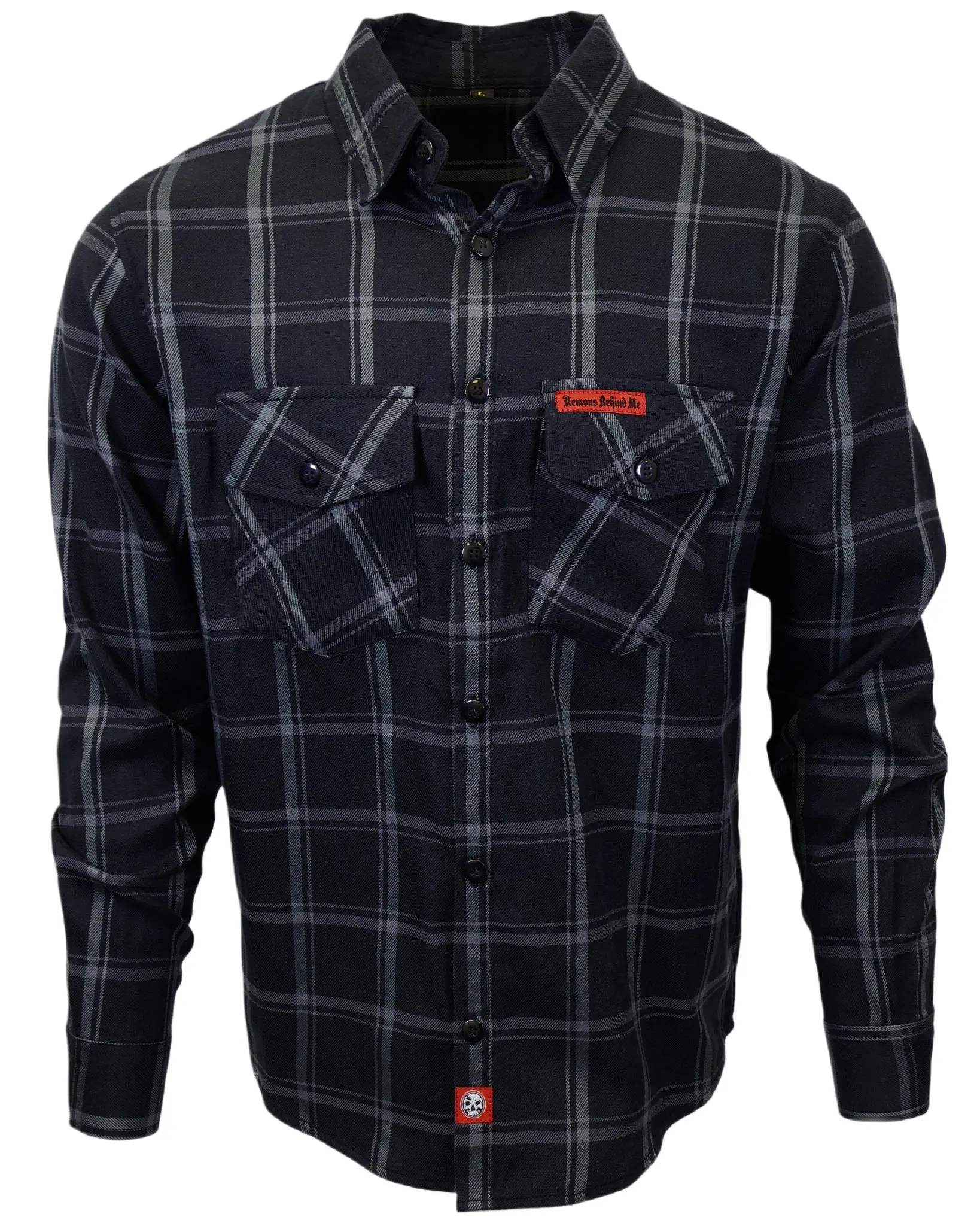 The "Slasher" Black & Grey Flannel (Hidden Snap Collars)