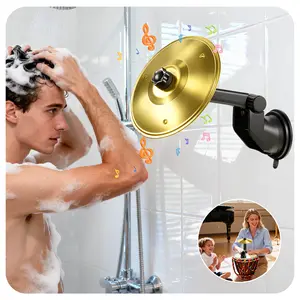 H-01 Bathroom Rotating Cymbal with Strong Suction Cup, 360° Spinning Mini Car Cymbal Drum for Bathroom, Car Dashboard, Cajon, Djembe & Home Party, Music Lovers,Easy to Install Funny Gift-Golden