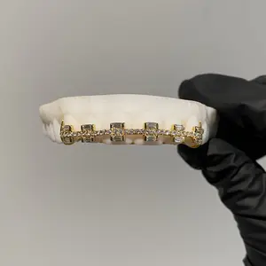 Gold Plated Braces Grillz Hip Hop 925 Silver Grillz Vvs Moissanite Grillz