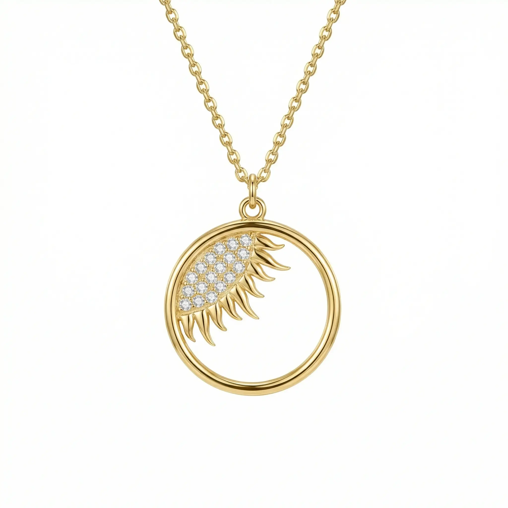 Dainty Evil Eye Sun Necklace – Solid 925 Sterling Silver, Thick Real 18K Gold Plating – dainty evil eye sun pendant necklace, bridesmaid gift, hypoallergenic fine jewelry – Gift for Her, Mom & Best Friend, Mother's Day, Anniversary & Birthday