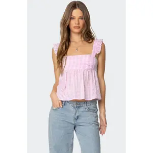 Edikted Women's Jenson Backless Gingham Top