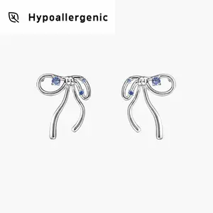 en route Silver Mini Miffy Stud Earrings, Dainty Bow Design with Playful Elegance, Versatile Studs for Daily Wear