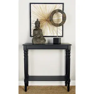 Black Wood Slim Turned Living Room Console Table