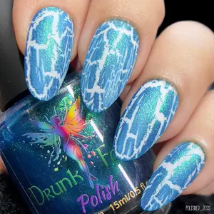 Just Hatched Crackle Nail Polish | A Quick-Drying, Lake Blue Crackle Base with a Multichrome Green to Blue Shift