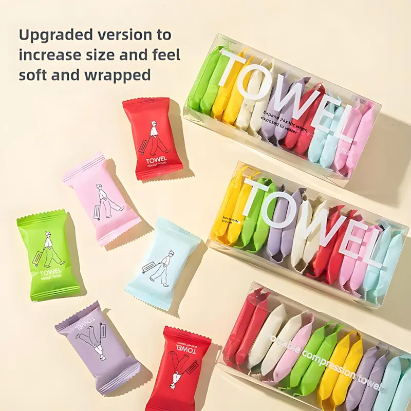 Compressed Towel Tablets, Magic Compressed Towel, 42-Count Disposable Face Towels, Disposable Face Towelettes for Travel & Camping, Soft Portable Washcloths, 19.4 x 11.8 Inches