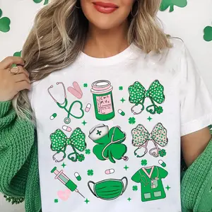 St. Patricks day Nurse Tshirt, Nursing Student Crewneck, Nurse Appreciation Sweater, Lucky Nurse Gift, Gift For Her