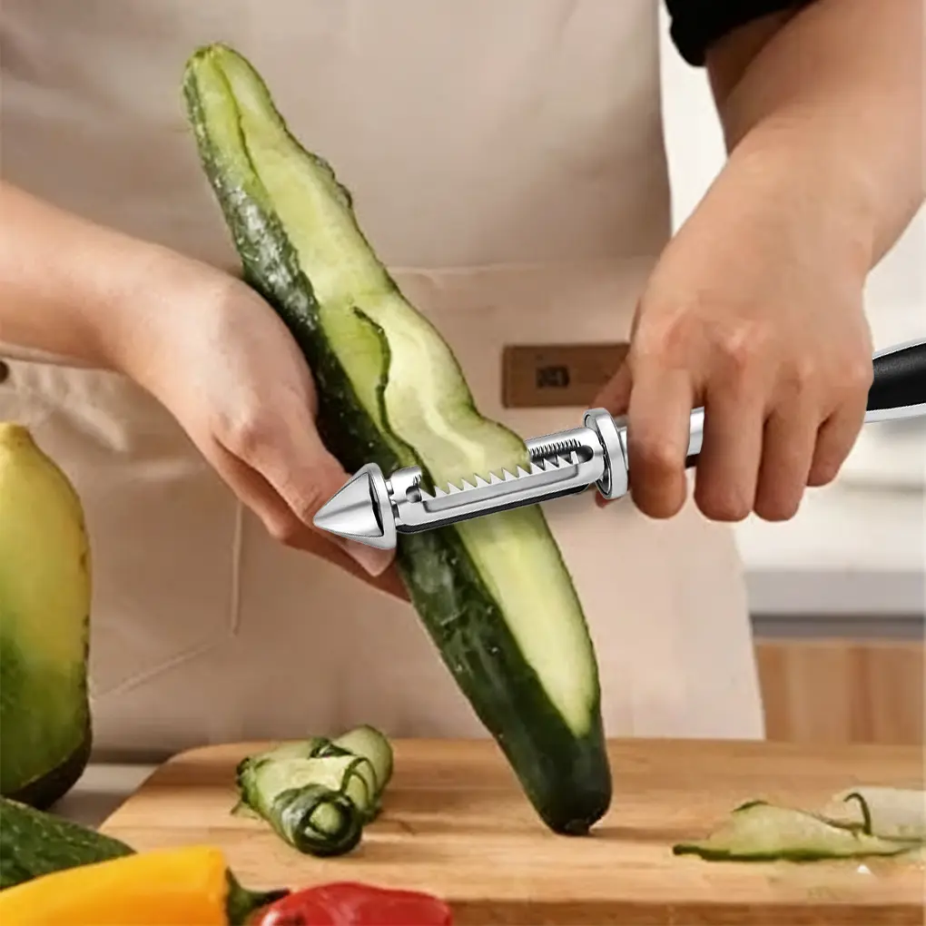 Vegetable Peeler,Stainless Steel 2 in 1 Julienne Vegetable Peeler,Ultra Sharp Potato Peelers for Kitchen, Premium Veggie Fruit Peeler, Carrot Peeler, Rotary Serrated Blade, Thickened Non-Slip Ergonomic Handle