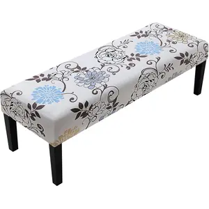 Stretch Dining Bench Cover, Anti-Dust Removable Bench Slipcover Washable Seat Cushion Protector for Bedroom,, Hotel, Banquet (Milky White)