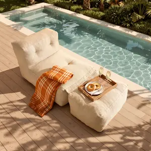 ALTRIGUS Outdoor Bean Bag Lounger Chair, Big Comfy Outdoor Daybed for Sunbathing and Tanning - Water-Resistant Patio Chaise and Pool Sun Lounger Furniture for Beach Deck