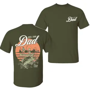 Reel Cool Dad Fishing Shirt, Vintage Bass Fish Graphic Tee, Funny Fisherman T-Shirt, Father’s Day Outdoor Gift for Men