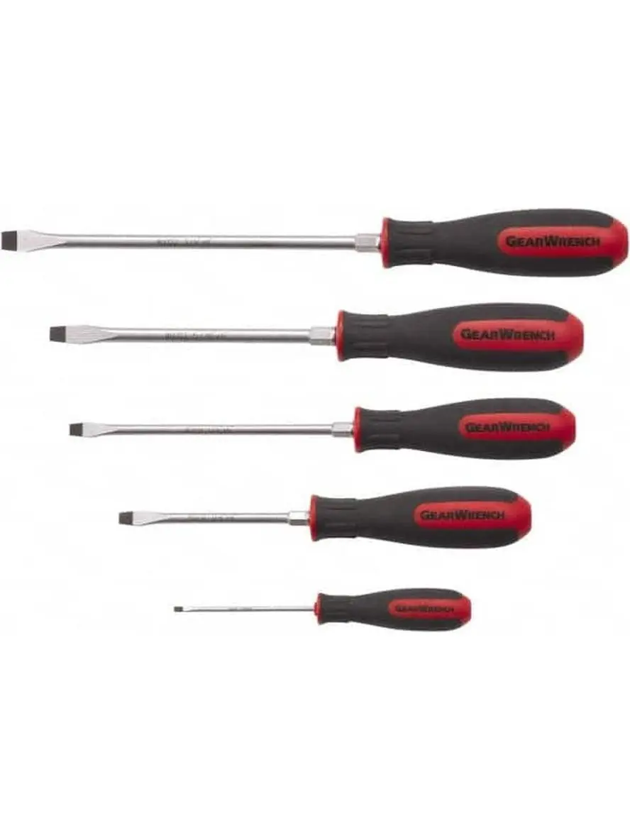 GearWrench 5-Piece Slotted Dual-Material Flat-Head Screwdriver Set, Flat-Head Screwdriver Sets