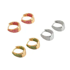 Fashionable And Elegant U-Shaped Triangular Earrings Fully Encrusted With Zircon Stones, Suitable For Everyday Accessories, Perfect Birthday Gift