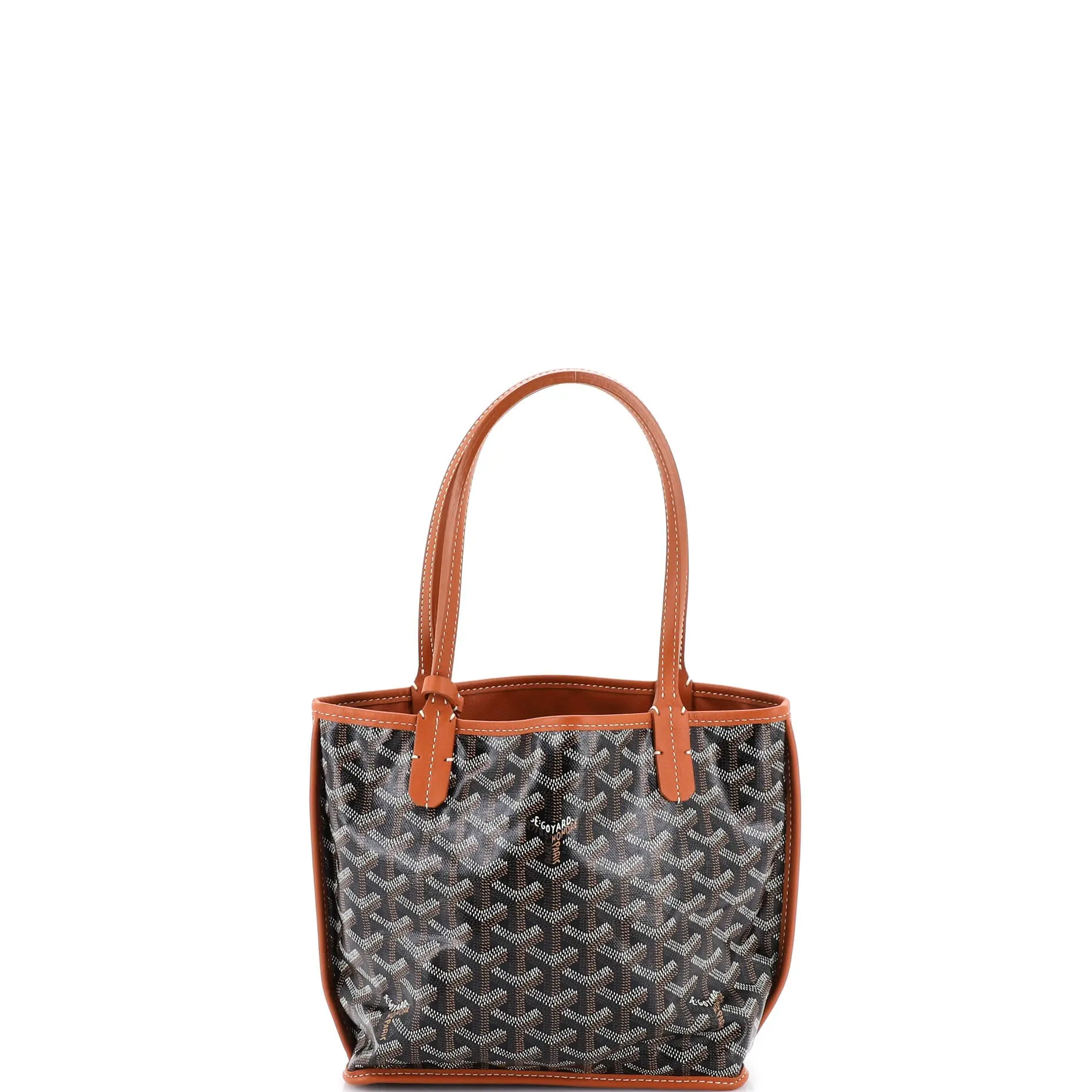 Pre-owned Goyard Canvas Coated Top Handle Bags Anjou Reversible Tote Coated Canvas Mini by Rebag