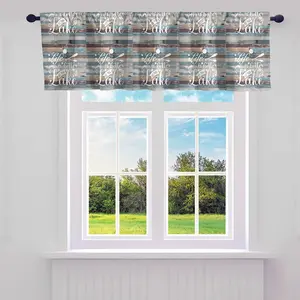 Camper Valance Curtains Happy Camping Lake Time Kitchen Curtains Valances,Fishing Bedding Curtain Valances,Rustic Cabin Country Vintage Wood Plank