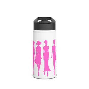 Pink Fashion Silhouettes Stainless Steel Water Bottle | Cute Pink Icons