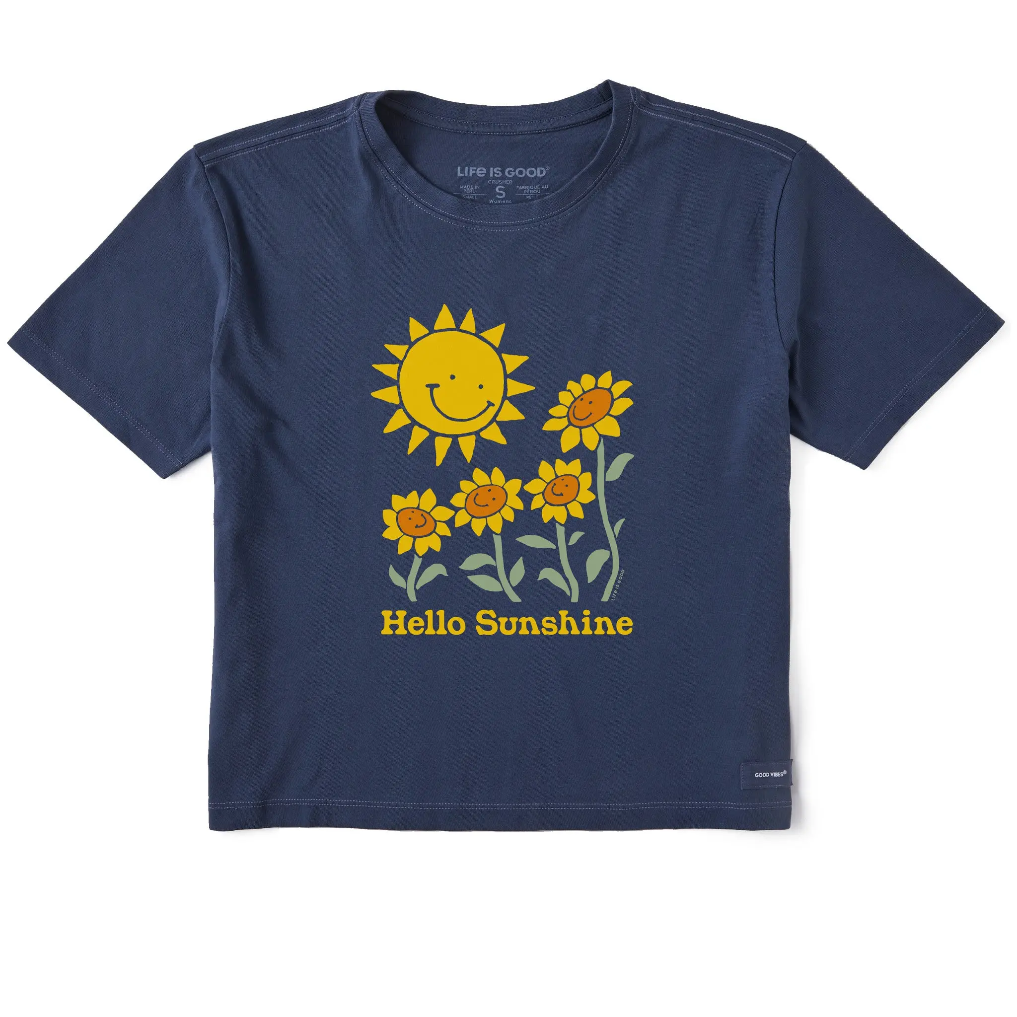 Women's Hello Sunshine Sunflowers Short Sleeve Crusher Boxy Tee