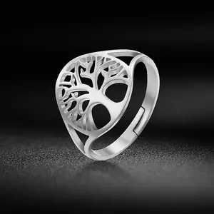 "Tree of Life" Ring -(Stainless Steel) Silver, Gold, Rose Gold - Hollowed-out Adjustable Ring (One Size Fits Most) - ZENLIGHTEN - Meditation Fashion, Casual, Minimalist