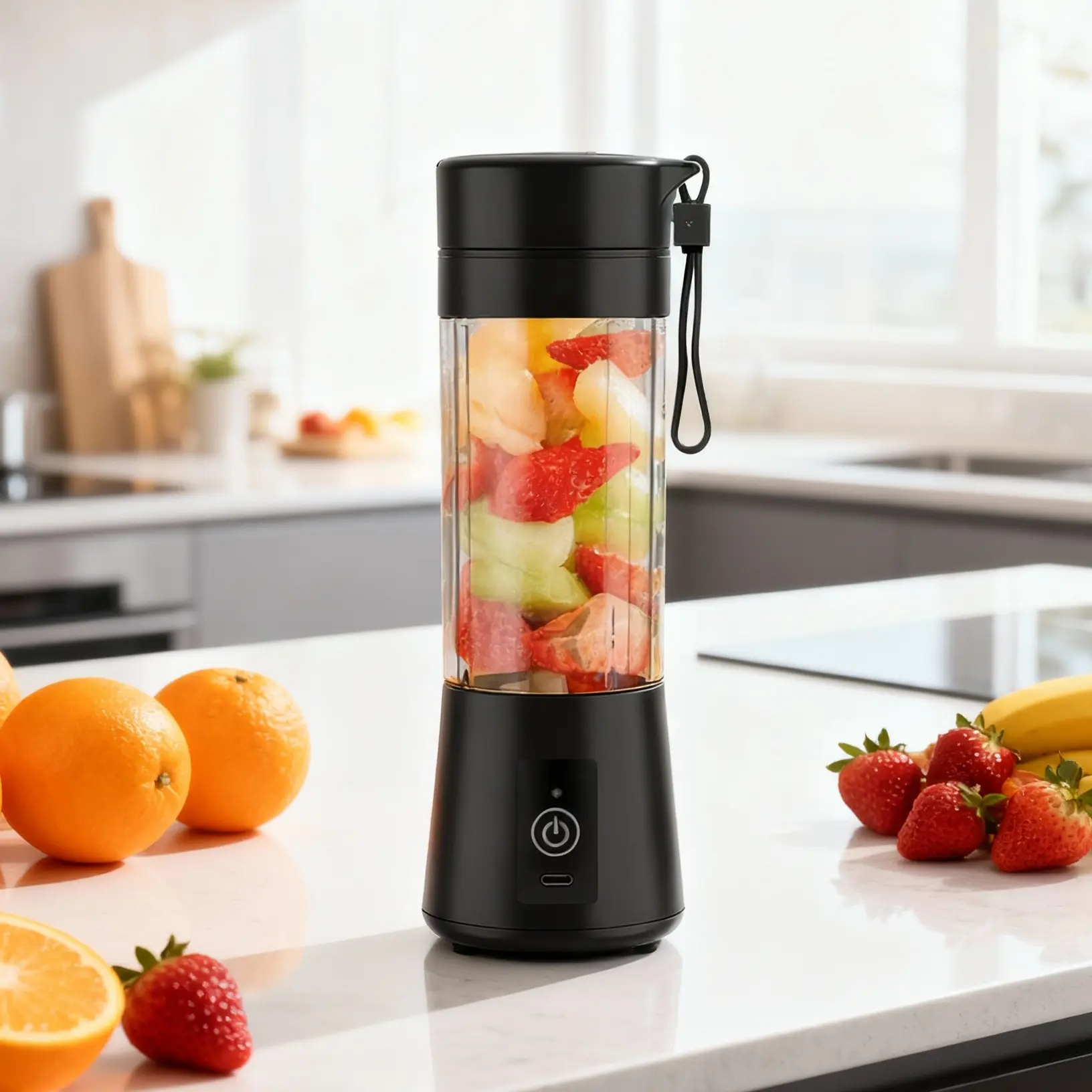 Portable Mini Blender - USB-Rechargeable, Thick Cup Wall, High-Speed Newly Upgraded All-in-1 Leak-Proof Cordless Single-Serve Kitchen Fruit Chopping Appliance for Personal Smoothies & Juices