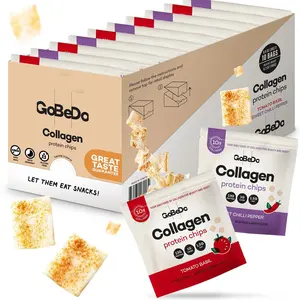 GoBeDo Protein Chips Variety Pack - 13g Protein, 10g Collagen, Dietitian Approved, Sweet Chili Pepper & Tomato Basil Flavors, Crunchy Healthy Snack Bars Low-Carb