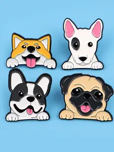 4pcs/set Cute Pet Dog Enamel Brooches, Cartoon Animal Pins, Clip, Unisex Accessories for Bags and Clothes, Fashion Personalized Decoration