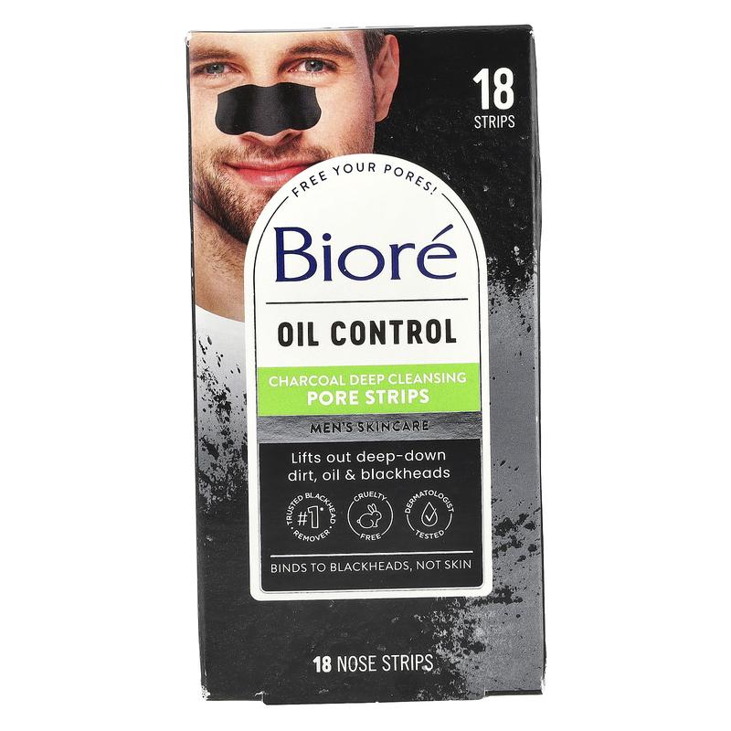 Biore Oil Control Charcoal Deep Cleansing Pore Strips, 18 Nose Strips