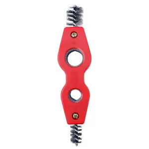 4 in 1 Copper Tubing Brush, 1/2 in and 3/4 in Copper Pipe Cleaner, Stainless Steel Coppers Tubing Wire Brush Cleaning Inside and Outside Thread, for Plumbing Installation, Soldering, Coppers Pipes