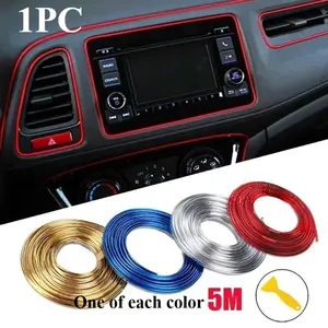 Car Moulding Decoration Flexible Strips 5M Interior Auto Mouldings Car Cover Trim Dashboard Door Edgein Car-styling Universal Car Interior Accessory