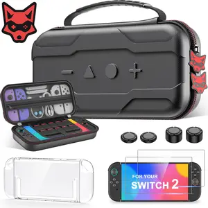 ESYWEN For Nintendo Switch 2 Carrying Case, Switch 2 Protection Kit, Portable Switch Travel Suitcase, NS2 Protective Carrying Bag with 2 HD Tempered Films, Alcohol Pack, Cleaning Cloth and Two Pairs of Joystick Caps